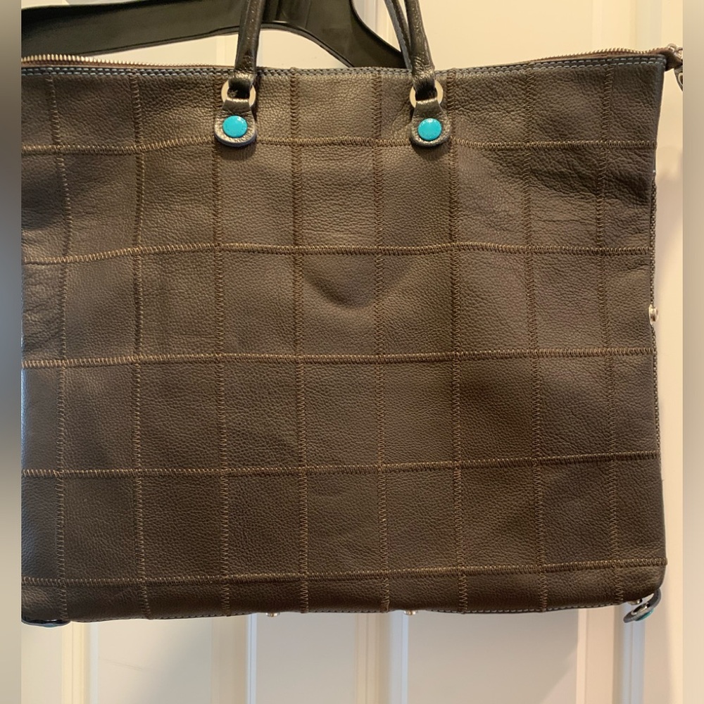GABS ITALIAN 3 IN 1 CONVERTIBLE LEATHER/WOOL BAG CROSSBODY ADJUSTABLE STRAP BAG